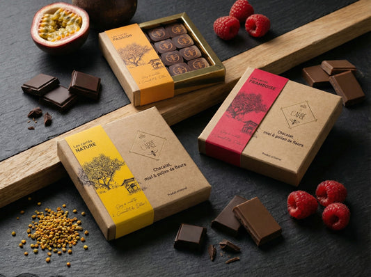 Carrés de chocolat miel & pollen - saveur Passion